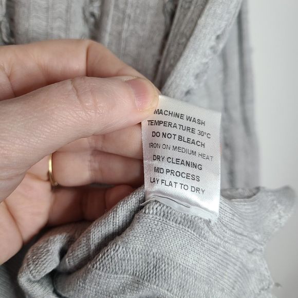 Harper Lane Grey Fringe Lightweight Cotton Blend Sweater Womens Medium - Picture 6 of 6